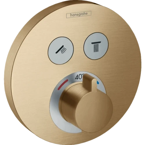 Купить купить термостатический смеситель для душа скрытого монтажа на 2 потребителя, showerselect s hansgrohe, 15743140 цвет: бронза