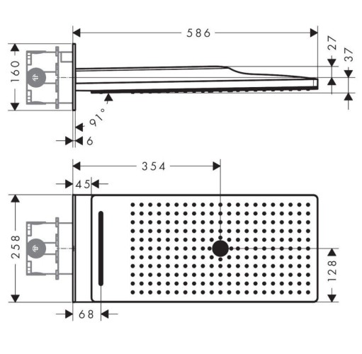 Купить купить верхний душ с настенным креплением скрытого монтажа, rainmaker select hansgrohe, 24011400 цвет: хром