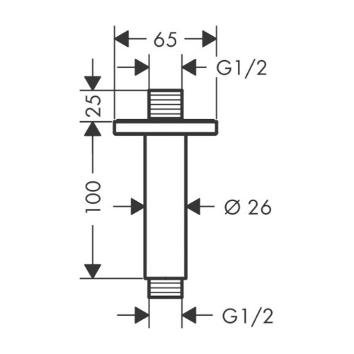 Купить купить душевой кронштейн потолочный 100 мм, vernis shape hansgrohe, 26406670 цвет: черный