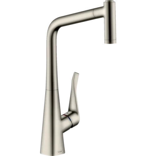 Купить купить смеситель для кухни, с вытяжным душем, metris m71 hansgrohe, 73801800 цвет: нержавеющая сталь