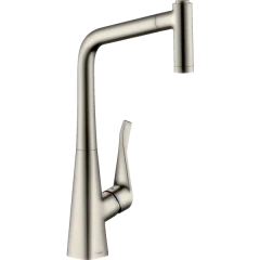 Смеситель для кухни, с вытяжным душем, Metris M71 Hansgrohe, 73801800 цвет: нержавеющая сталь