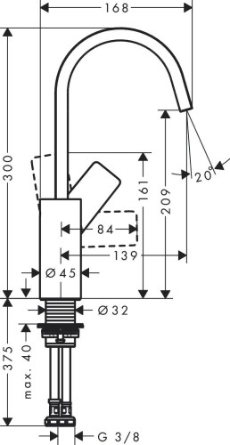 Купить купить смеситель для раковины с поворотным изливом без сливного гарнитура, vivenis hansgrohe, 75032000 цвет: хром