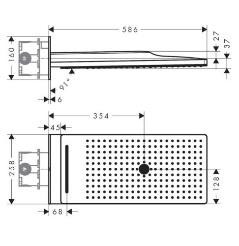 Купить купить верхний душ с настенным креплением скрытого монтажа, rainmaker select hansgrohe, 24001600 цвет: черный