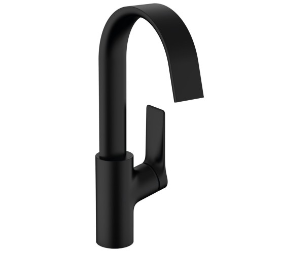 Купить купить смеситель для раковины с поворотным изливом без сливного гарнитура, vivenis hansgrohe, 75032670 цвет: черный