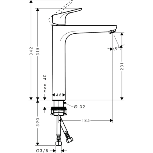 Купить купить смеситель для раковины без сливного гарнитура, focus hansgrohe, 31532000 цвет: хром