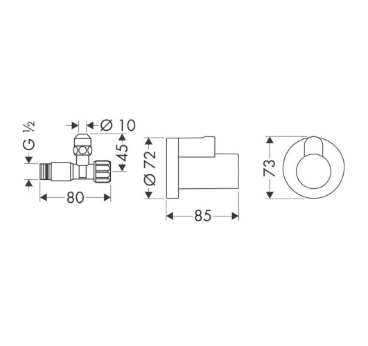 Купить купить угловой вентиль для подключения смесителя 1/2x3/8, с декоративной накладкой,  hansgrohe, 13954000 цвет: хром