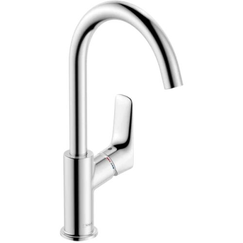 Купить купить смеситель для раковины с поворотным изливом и сливным гарнитуром с поворотным изливом и сливным гарнитуром, logis hansgrohe, 71130000 цвет: хром