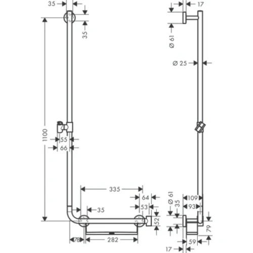 Купить купить душевая штанга comfort 110 см, левосторонняя, unica hansgrohe, 26403400 цвет: хром