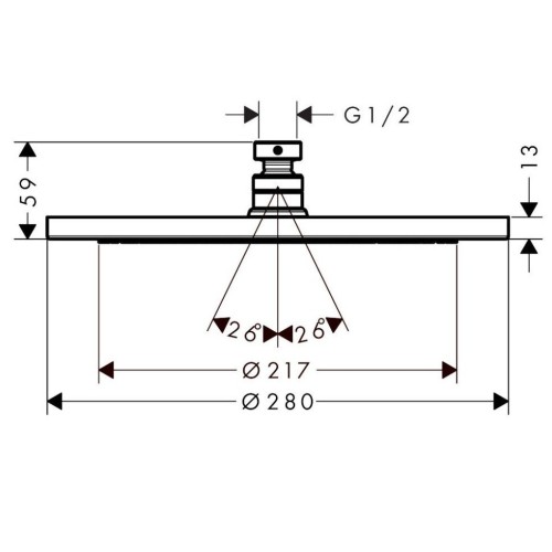 Купить купить верхний душ, croma hansgrohe, 26220340 цвет: серый