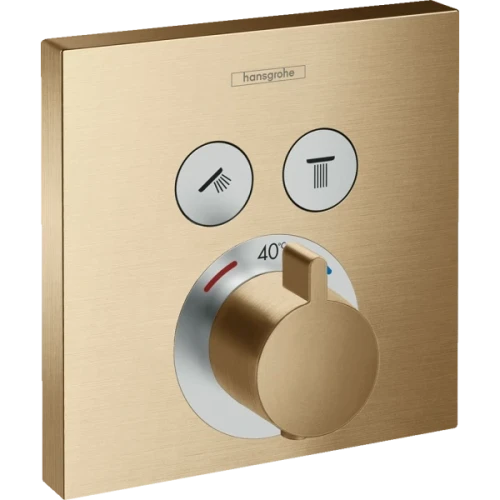 Купить купить термостатический смеситель для душа скрытого монтажа на 2 потребителя, showerselect hansgrohe, 15763140 цвет: бронза