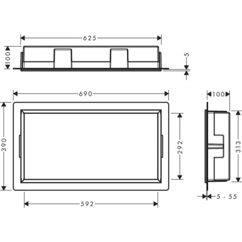 Купить купить настенный короб с интегрированной рамой, 30х60х10 см, xtrastoris original hansgrohe, 56064670 цвет: черный