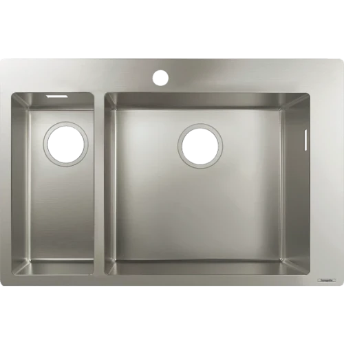 Купить купить раковина для кухни, врезная, с двумя чашами 180/450, s71 hansgrohe, 43309800 цвет: нержавеющая сталь