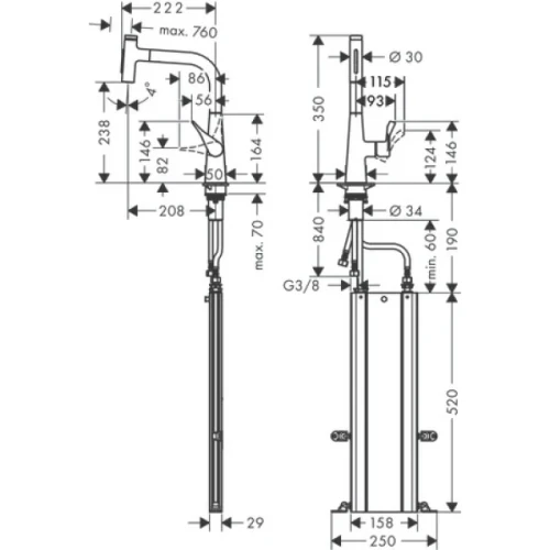 Купить купить смеситель для кухни, с вытяжным душем, metris select m71 hansgrohe, 73817800 цвет: нержавеющая сталь