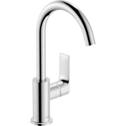 Купить купить смеситель для раковины с поворотным изливом со сливным гарнитуром, rebris e hansgrohe, 72576000 цвет: хром