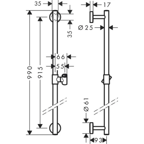 Купить купить душевая штанга comfort 90см, unica hansgrohe, 26402000 цвет: хром