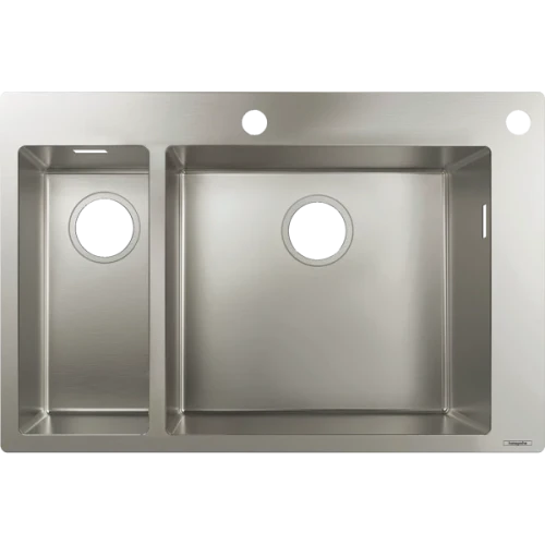Купить купить раковина для кухни, врезная, с двумя чашами 180/450, s71 hansgrohe, 43310800 цвет: нержавеющая сталь