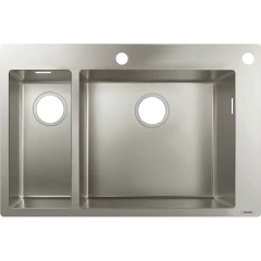Раковина для кухни, врезная, с двумя чашами 180/450, S71 Hansgrohe, 43310800 цвет: нержавеющая сталь