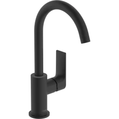 Смеситель для раковины с поворотным изливом со сливным гарнитуром, Rebris E Hansgrohe, 72576670 цвет: черный