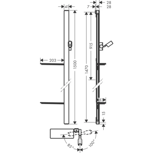 Купить купить душевая штанга e 150 со шлангом, unica hansgrohe, 27645000 цвет: хром