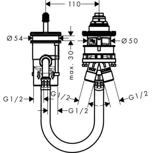 Купить купить встраиваемая часть смесителя на край ванны на 2 отверстия, metropol hansgrohe арт. 13159180