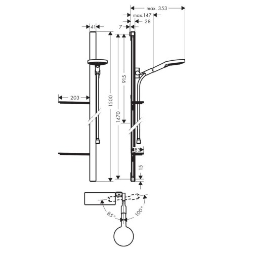 Купить купить душевой гарнитур со штангой 150 и мыльницей, raindance select s hansgrohe, 27646000 цвет: хром