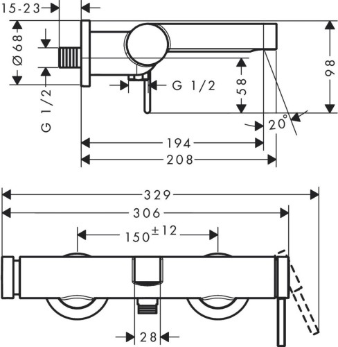 Купить купить смеситель для ванны, finoris hansgrohe, 76420000 цвет: хром
