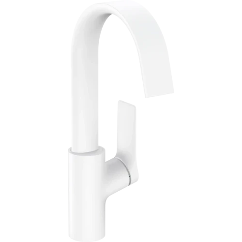 Купить купить смеситель для раковины с поворотным изливом со сливным гарнитуром, vivenis hansgrohe, 75030700 цвет: белый