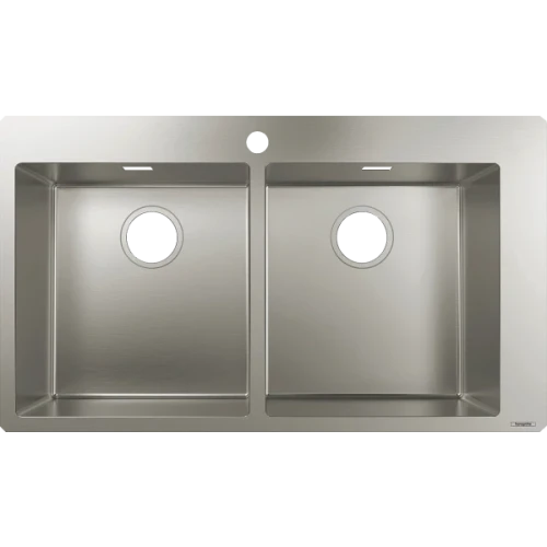 Купить купить раковина для кухни, врезная, с двумя чашами 370/370, s71 hansgrohe, 43303800 цвет: нержавеющая сталь