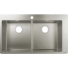 Купить купить раковина для кухни, врезная, с двумя чашами 370/370, s71 hansgrohe, 43303800 цвет: нержавеющая сталь