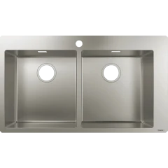 Раковина для кухни, врезная, с двумя чашами 370/370, S71 Hansgrohe, 43303800 цвет: нержавеющая сталь