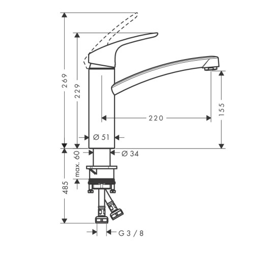 Купить купить смеситель для кухни, eco, focus m41 hansgrohe, 31826000 цвет: хром