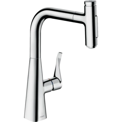 Купить купить смеситель для кухни, с вытяжным душем, metris select m71 hansgrohe, 73822000 цвет: хром