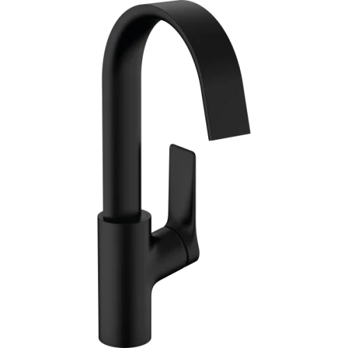 Купить купить смеситель для раковины с поворотным изливом со сливным гарнитуром, vivenis hansgrohe, 75030670 цвет: черный