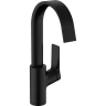 Купить купить смеситель для раковины с поворотным изливом со сливным гарнитуром, vivenis hansgrohe, 75030670 цвет: черный