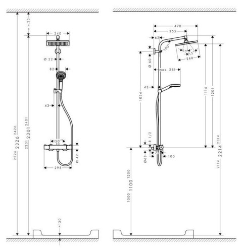 Купить купить душевая система с термостатом, crometta e hansgrohe, 27281000 цвет: хром