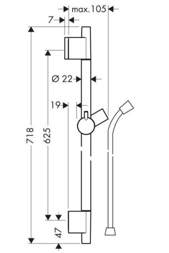 Купить купить душевая штанга s puro 65см со шлангом, unica hansgrohe, 28632000 цвет: хром