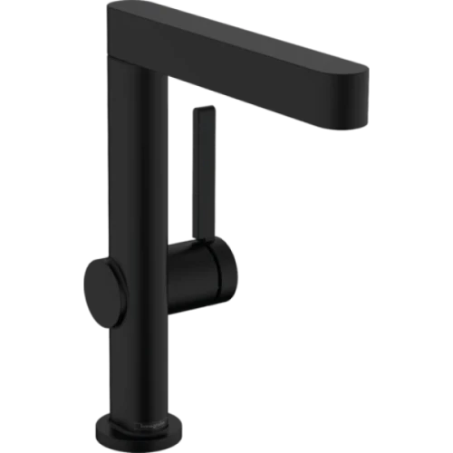 Купить купить смеситель для раковины с поворотным изливом со сливным клапаном push-open, finoris hansgrohe, 76060670 цвет: черный