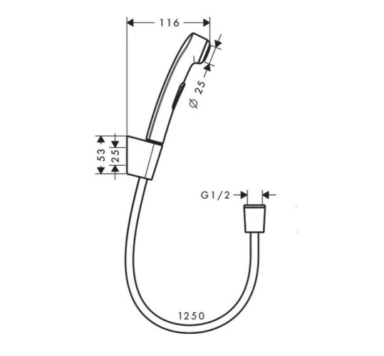 Купить купить гигиенический душ с держателем и шлангом 125см, hansgrohe, 32129340 цвет: серый