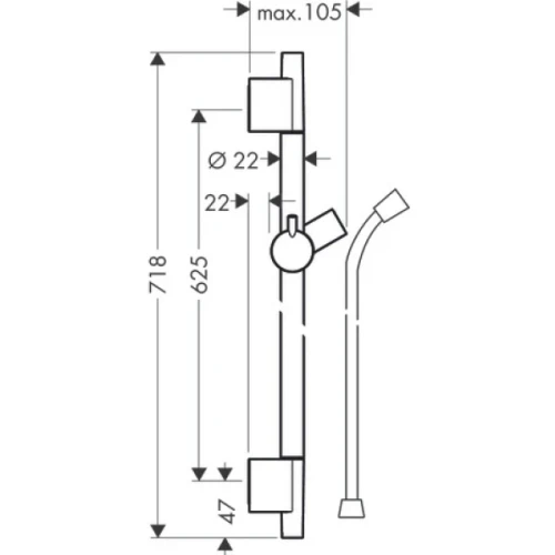 Купить купить душевая штанга s puro 65см со шлангом, unica hansgrohe, 28632340 цвет: серый