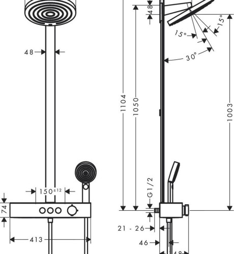 Купить купить душевая система с термостатом, pulsify s hansgrohe, 24241700 цвет: белый