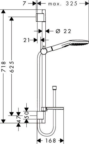 Купить купить душевой гарнитур со штангой 65см и мыльницей, raindance select e hansgrohe, 26622000 цвет: хром