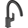 Купить купить смеситель для кухни, с поворотным изливом, vernis shape m35 hansgrohe, 71871670 цвет: черный