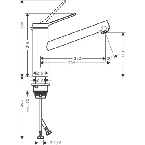 Купить купить смеситель для кухни, с поворотным изливом, zesis m33 hansgrohe, 74802800 цвет: хром