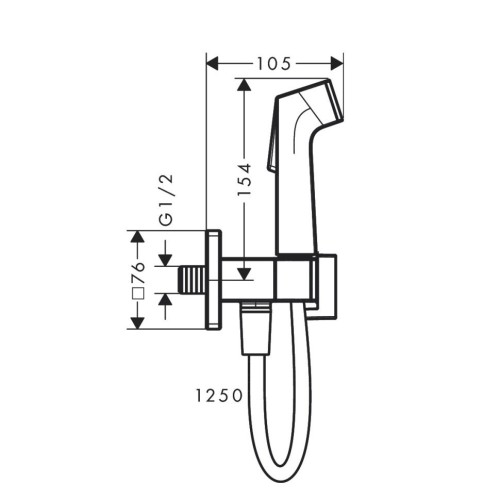 Купить купить гигиенический душ с запорным вентилем, держателем и шлангом 125см см, для холодной воды, bidette hansgrohe, 29231000 цвет: хром
