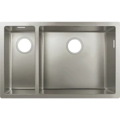 Раковина для кухни, интегрированная, с двумя чашами 180/450, S71 Hansgrohe, 43429800 цвет: нержавеющая сталь