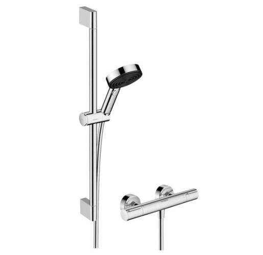 Купить купить термостатический смеситель для душа relaxation с термостатом element и душевой штангой 65см, pulsify select s hansgrohe, 24272000 цвет: хром