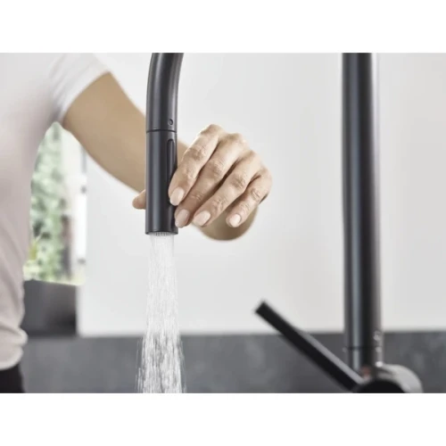 Купить купить смеситель для кухни, с вытяжным душем, talis m54 hansgrohe, 72800670 цвет: черный