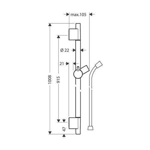 Купить купить душевая штанга s puro 90см со шлангом, unica hansgrohe, 28631340 цвет: серый
