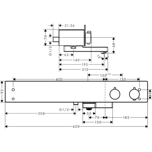 Купить купить смеситель для ванны с термостатом, showertablet hansgrohe, 13109400 цвет: белый