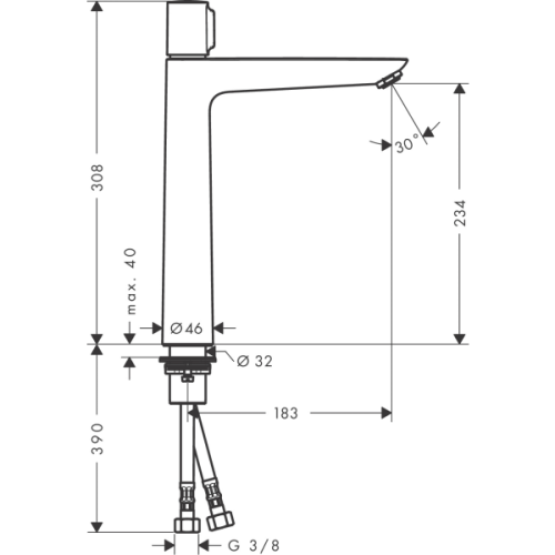 Купить купить смеситель для раковины без сливного гарнитура, talis select e hansgrohe, 71753000 цвет: хром